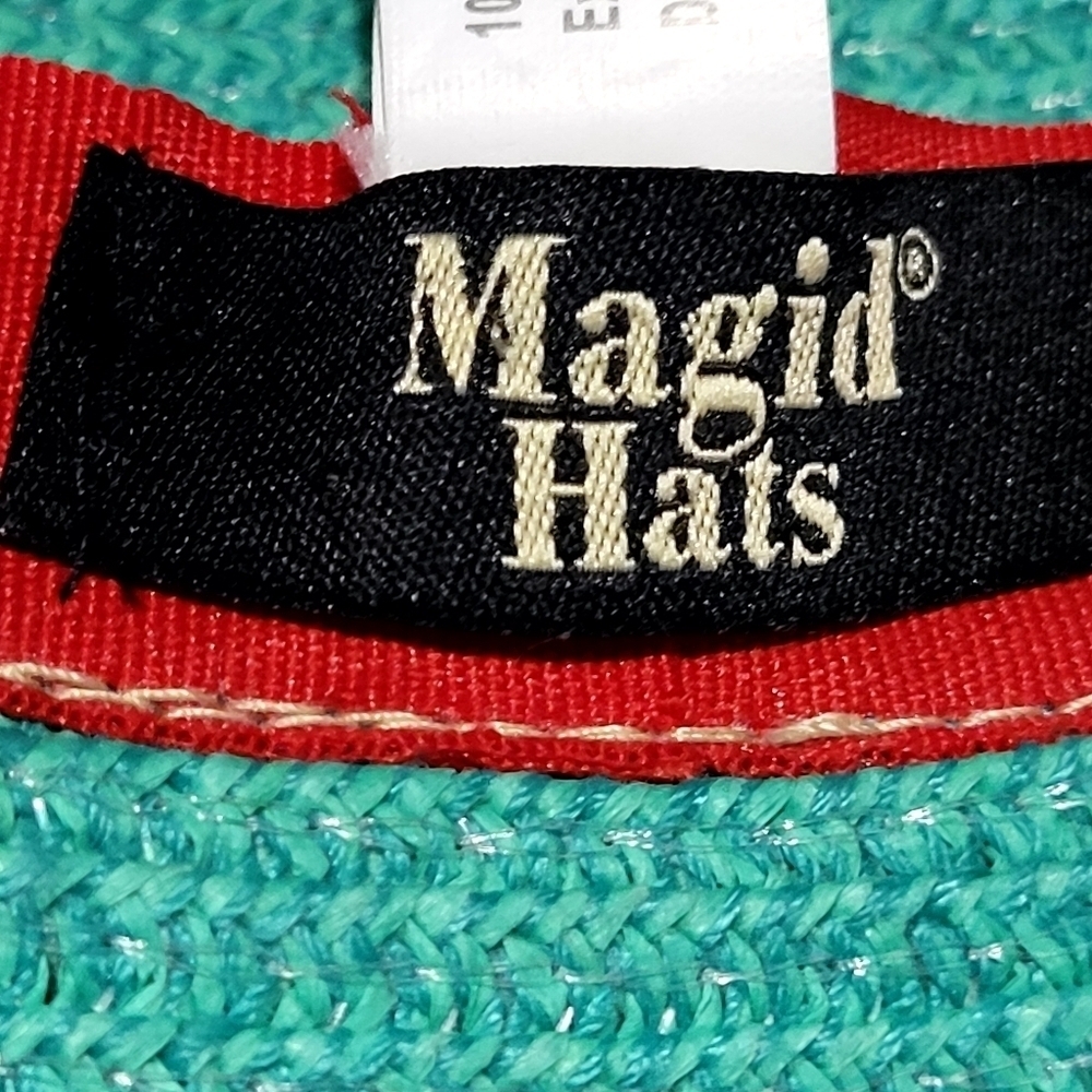 NWT Magid Hats Aqua Paper Straw Hat with White Band Church Hat - Picture 5 of 6
